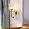 Wall Lamp Gold Finish Curved Arm Crystal Shade