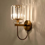 Wall Lamp Gold Finish Curved Arm Crystal Shade