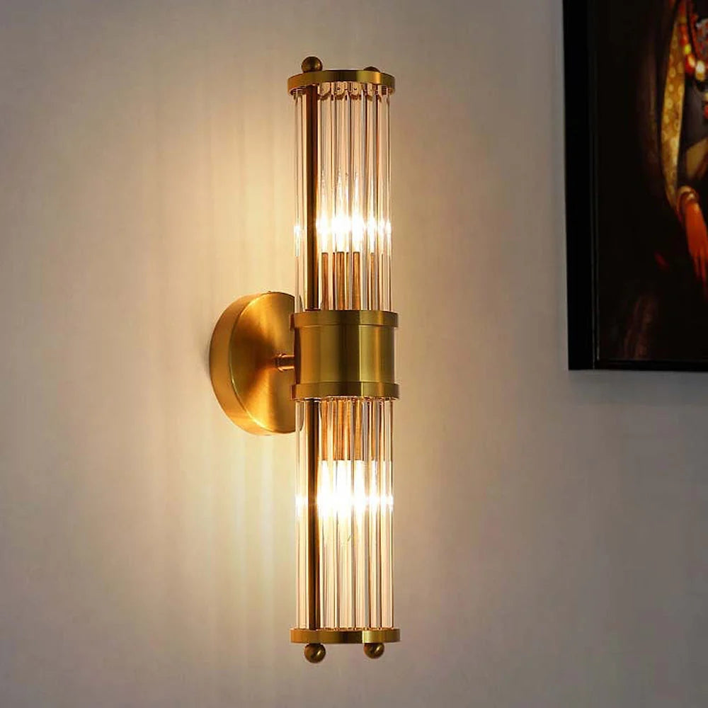 Wall Lamp Gold Finish Glass Shade IP44