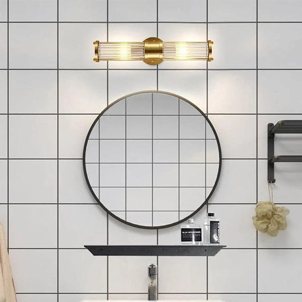 Wall Lamp Gold Finish Glass Shade IP44