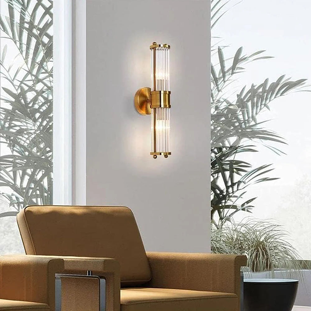 Wall Lamp Gold Finish Glass Shade IP44