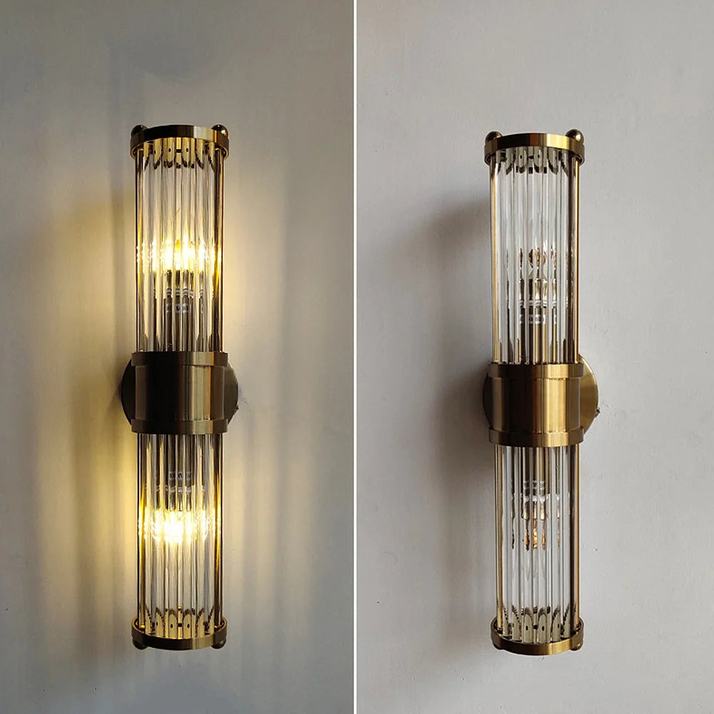 Wall Lamp Gold Finish Glass Shade IP44