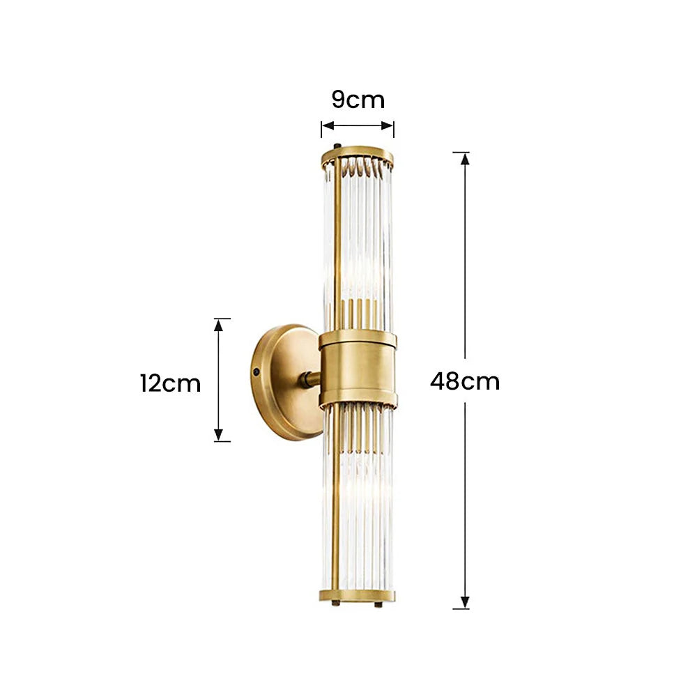Wall Lamp Gold Finish Glass Shade IP44