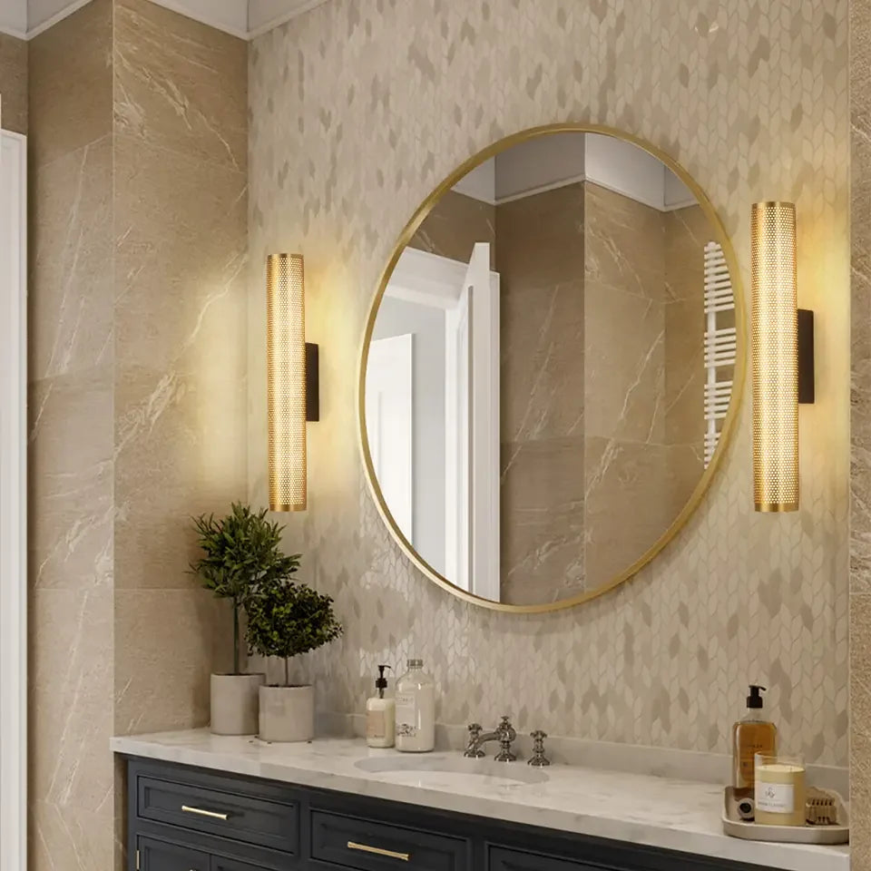 Wall Lamp Gold Finish Hardwired & Bathroom-Safe