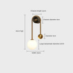 Wall Lamp Gold Metal Milky Glass Globe Dimmable E27