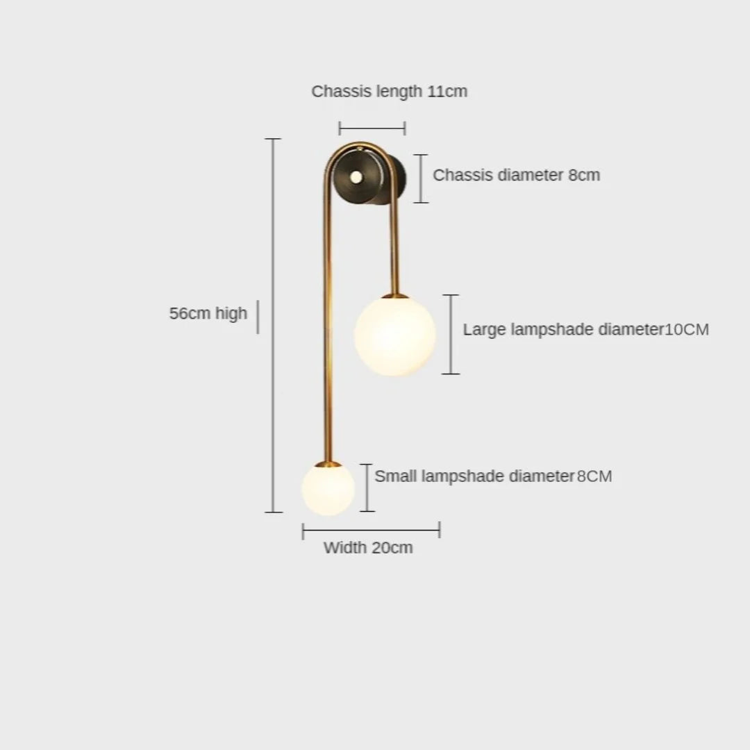 Wall Lamp Gold Metal Milky Glass Globe Dimmable E27