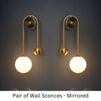 Wall Lamp Gold Metal Milky Glass Globe Dimmable E27