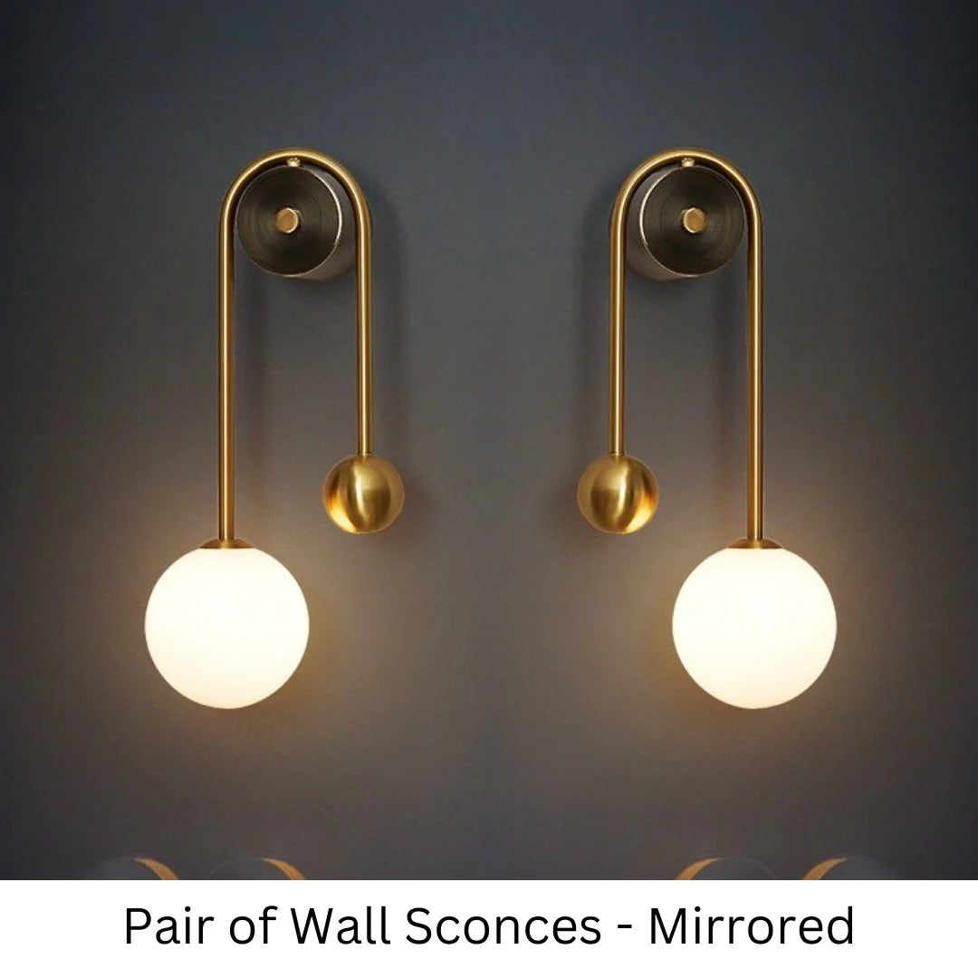 Wall Lamp Gold Metal Milky Glass Globe Dimmable E27
