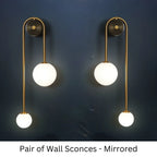 Wall Lamp Gold Metal Milky Glass Globe Dimmable E27
