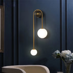 Wall Lamp Gold Metal Milky Glass Globe Dimmable E27