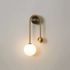 Wall Lamp Gold Metal Milky Glass Globe Dimmable E27
