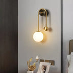 Wall Lamp Gold Metal Milky Glass Globe Dimmable E27