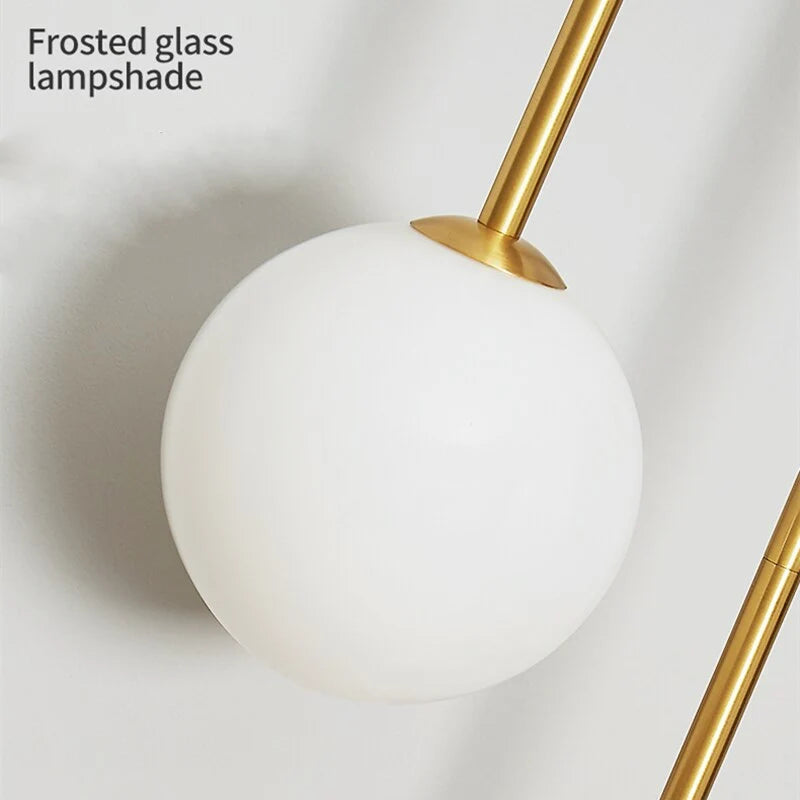 Wall Lamp Gold Metal Milky Glass Globe Dimmable E27
