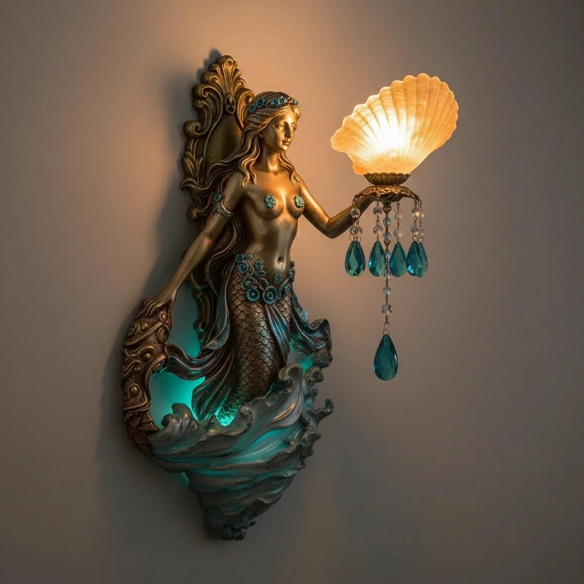 Wall Lamp Handmade Resin Relief Rechargeable Warm White LED
