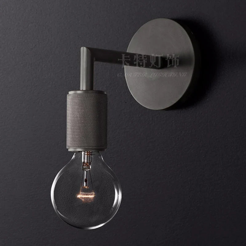 Wall Lamp Metal Square Arm Bare Bulb