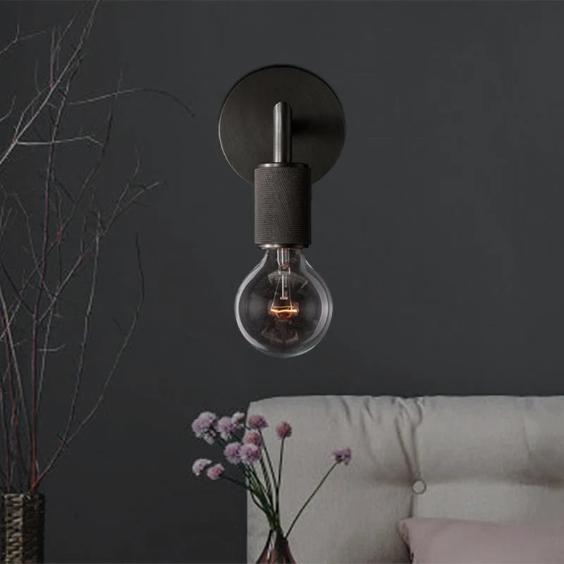 Wall Lamp Metal Square Arm Bare Bulb