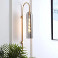 Wall Lamp Mid-Century Gooseneck Metal Ribbed Glass Shade