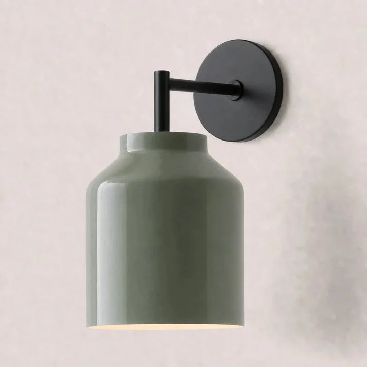 Wall Lamp Milk Glass Shade Metal Frame