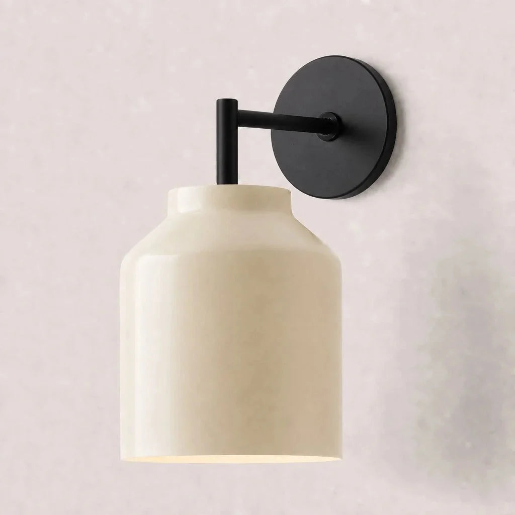 Wall Lamp Milk Glass Shade Metal Frame