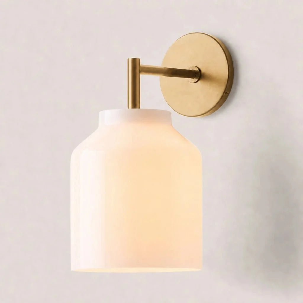 Wall Lamp Milk Glass Shade Metal Frame