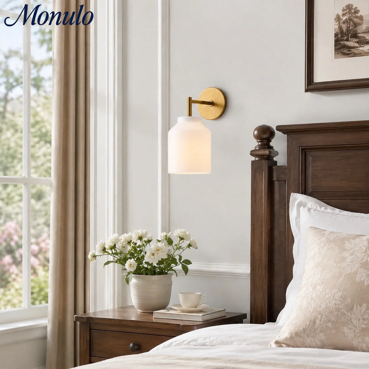 Wall Lamp Milk Glass Shade Metal Frame