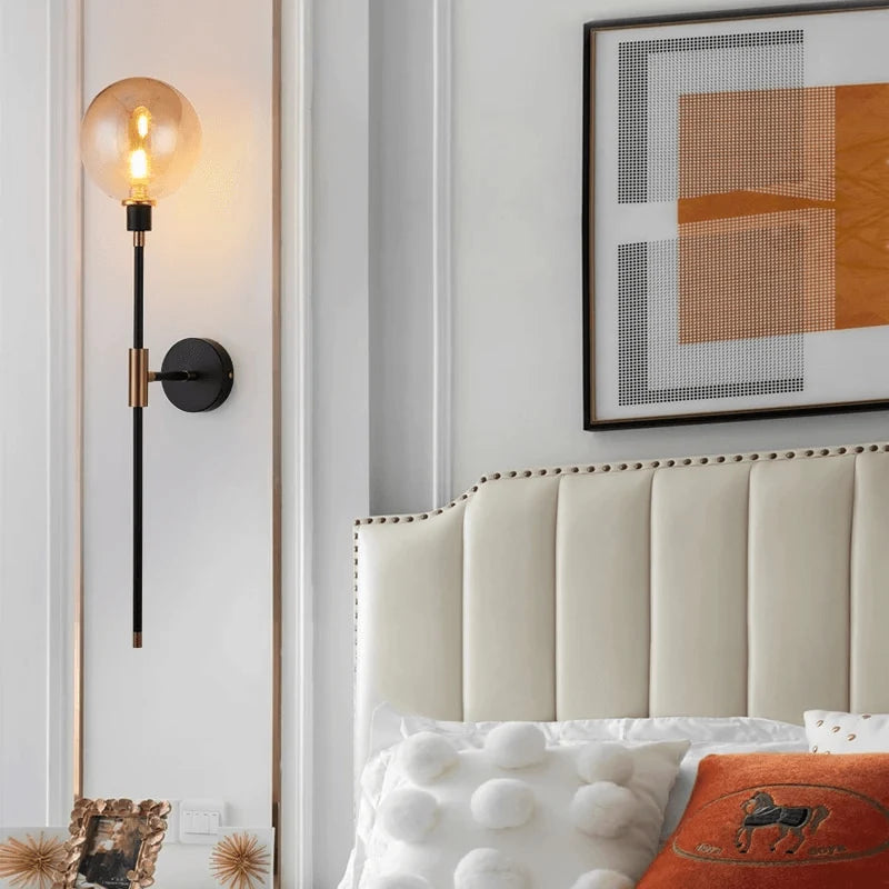 Wall Lamp Minimalist Glass Shade Clear Smoke Gray Amber