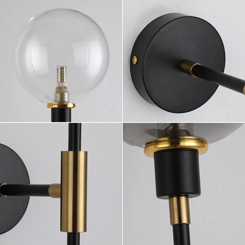 Wall Lamp Minimalist Glass Shade Clear Smoke Gray Amber