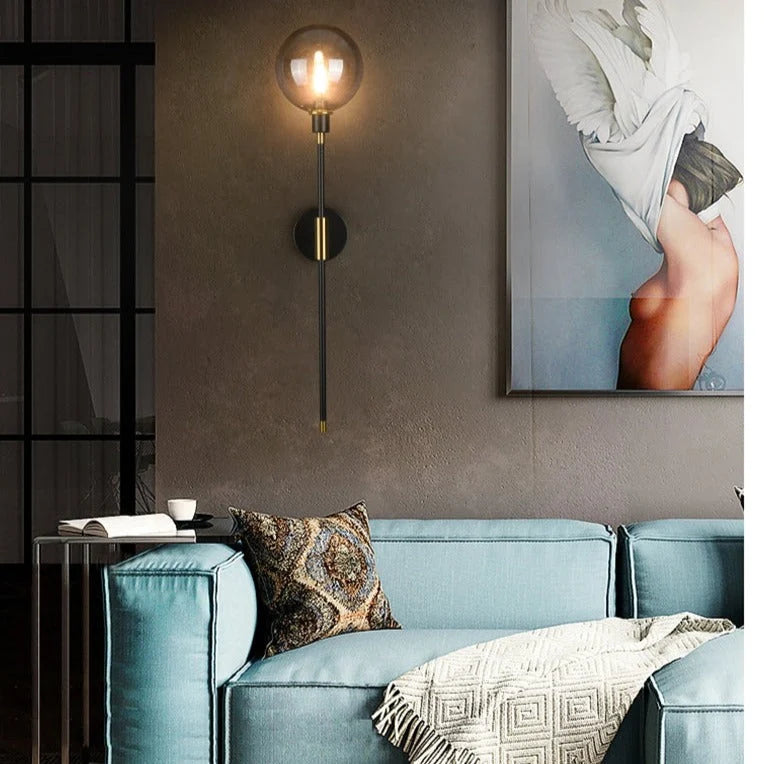 Wall Lamp Minimalist Glass Shade Clear Smoke Gray Amber