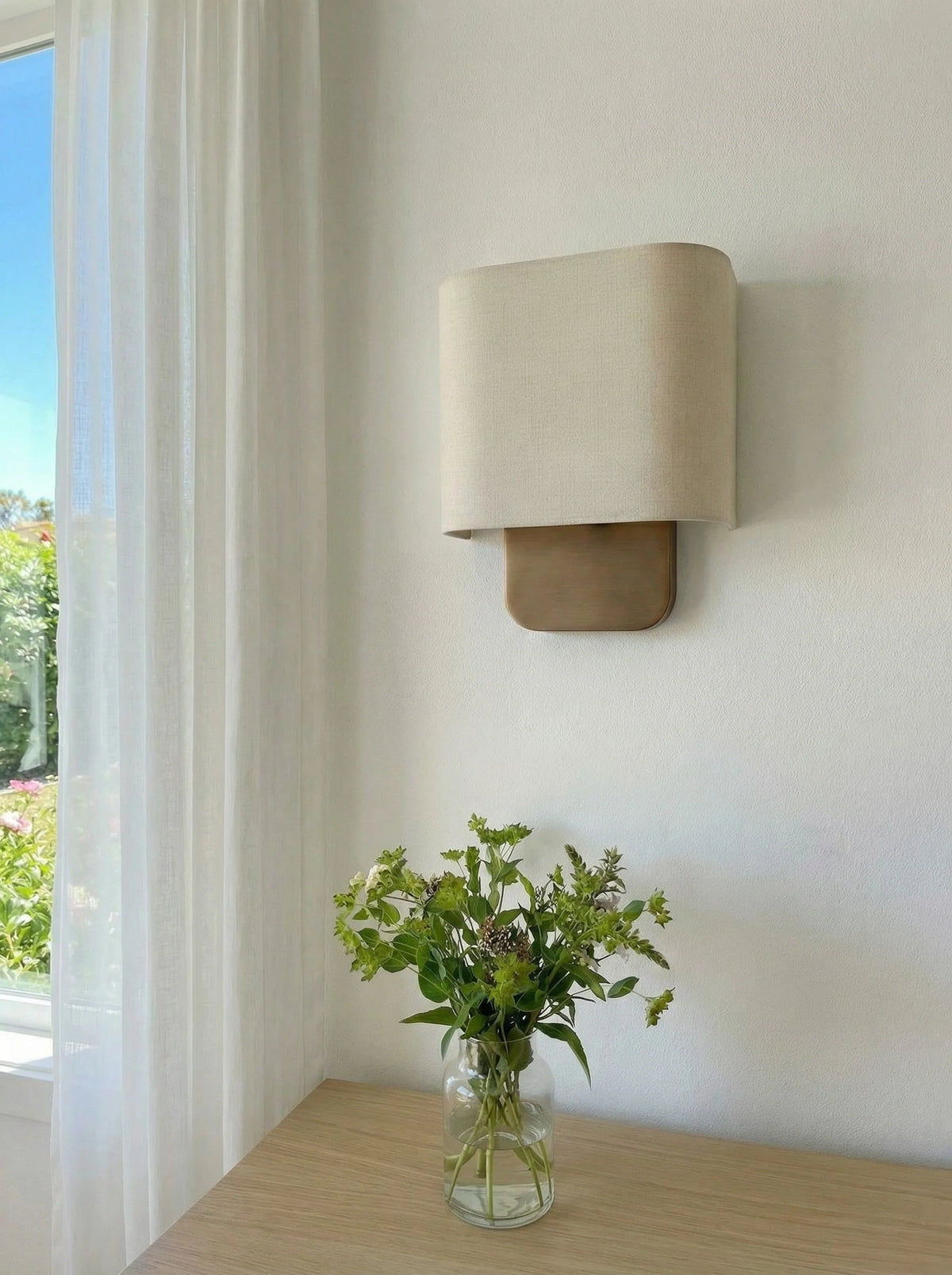 Wall Lamp Natural Linen Shade & Metal Frame
