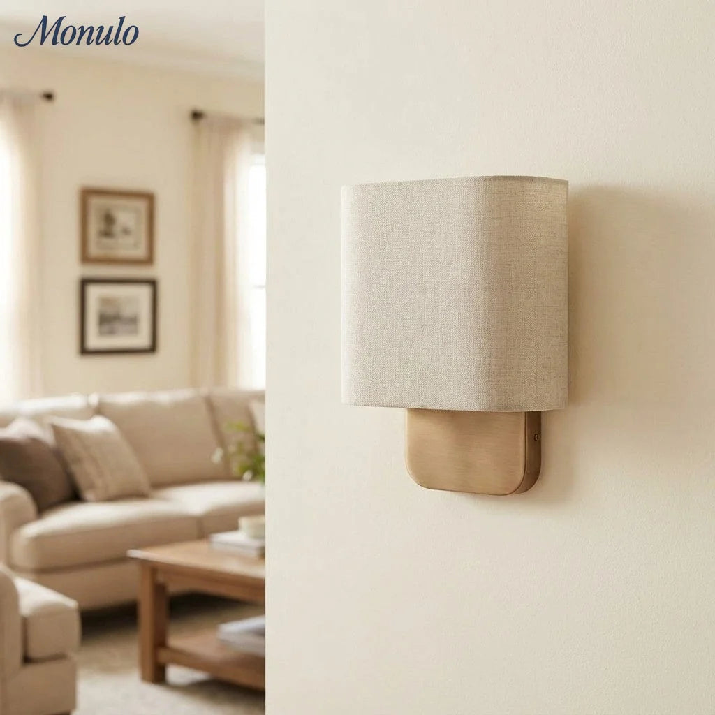 Wall Lamp Natural Linen Shade & Metal Frame