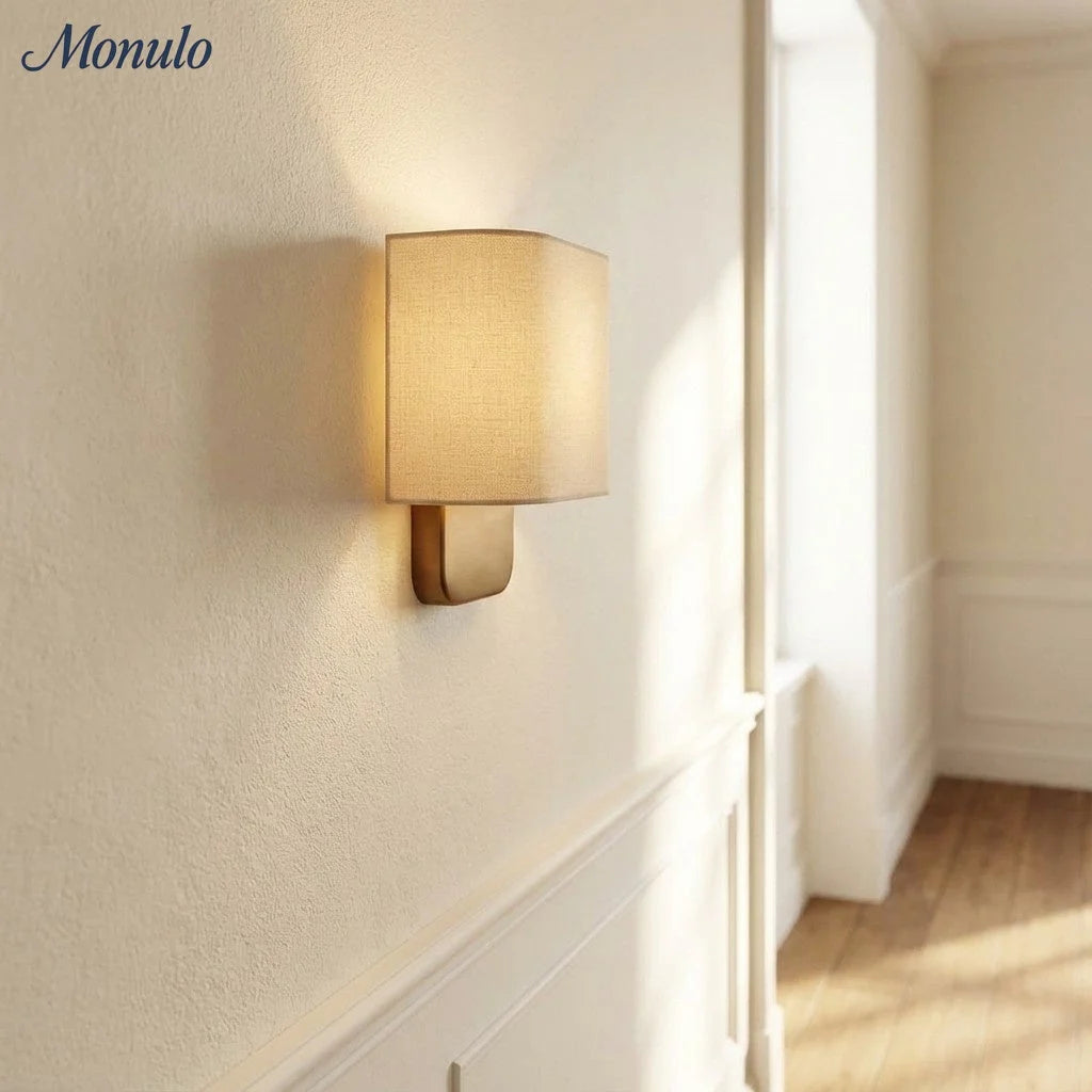 Wall Lamp Natural Linen Shade & Metal Frame