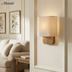 Wall Lamp Natural Linen Shade & Metal Frame