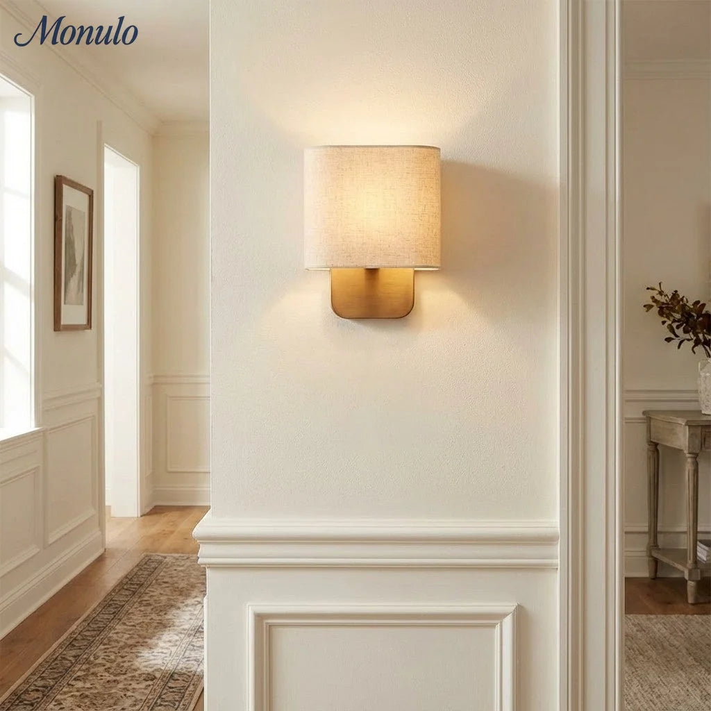 Wall Lamp Natural Linen Shade & Metal Frame