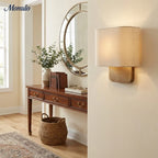 Wall Lamp Natural Linen Shade & Metal Frame