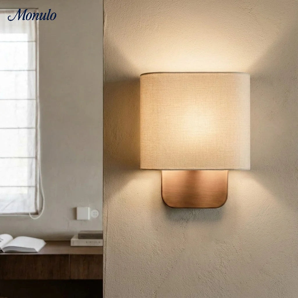 Wall Lamp Natural Linen Shade & Metal Frame