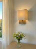 Wall Lamp Natural Linen Shade & Metal Frame