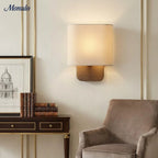 Wall Lamp Natural Linen Shade & Metal Frame