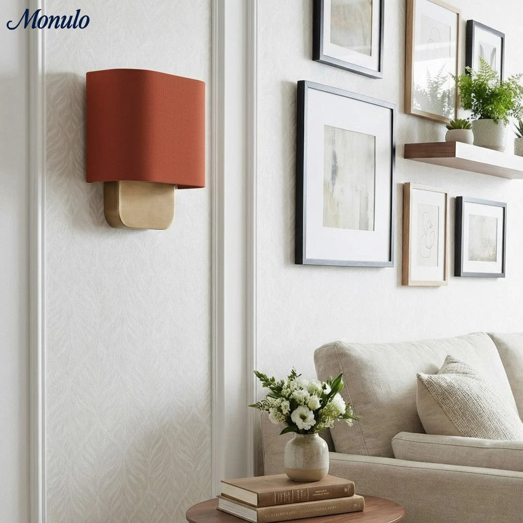Wall Lamp Natural Linen Shade & Metal Frame