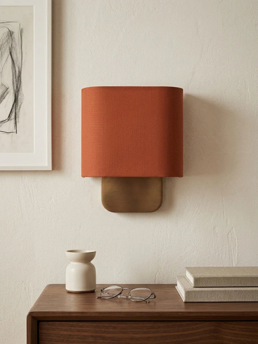 Wall Lamp Natural Linen Shade & Metal Frame