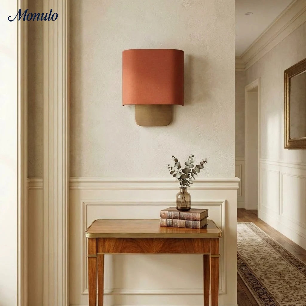 Wall Lamp Natural Linen Shade & Metal Frame
