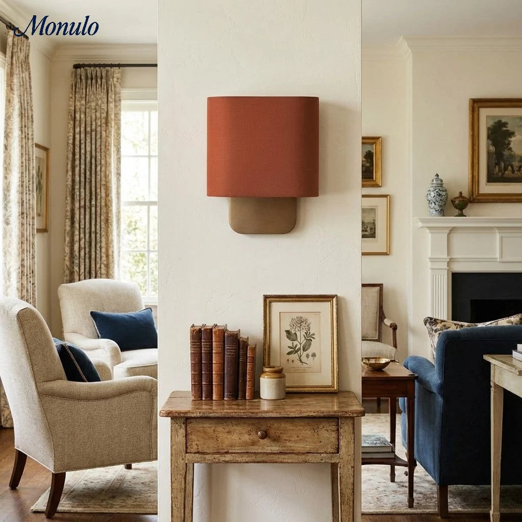 Wall Lamp Natural Linen Shade & Metal Frame
