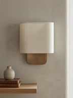 Wall Lamp Natural Linen Shade & Metal Frame