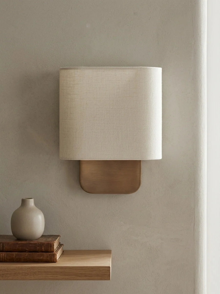 Wall Lamp Natural Linen Shade & Metal Frame