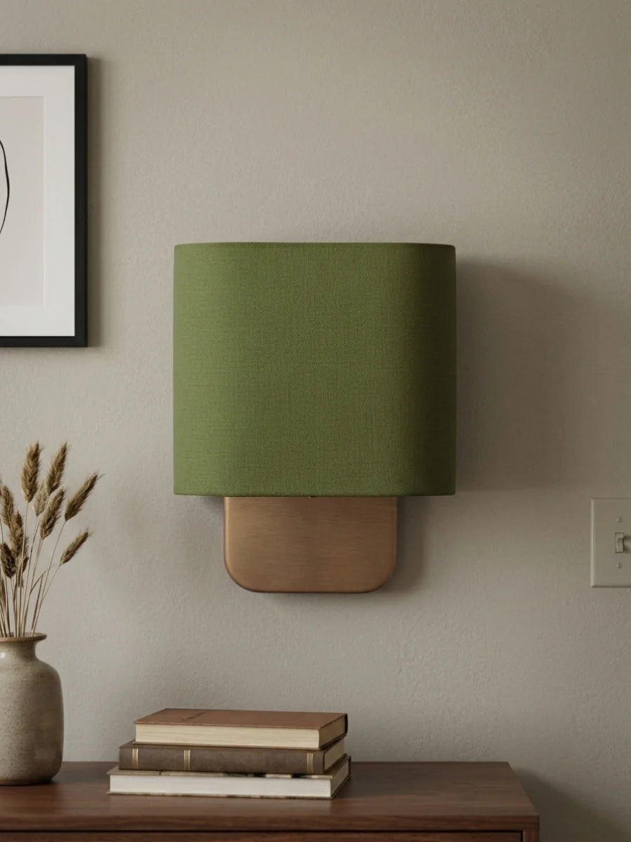 Wall Lamp Natural Linen Shade & Metal Frame