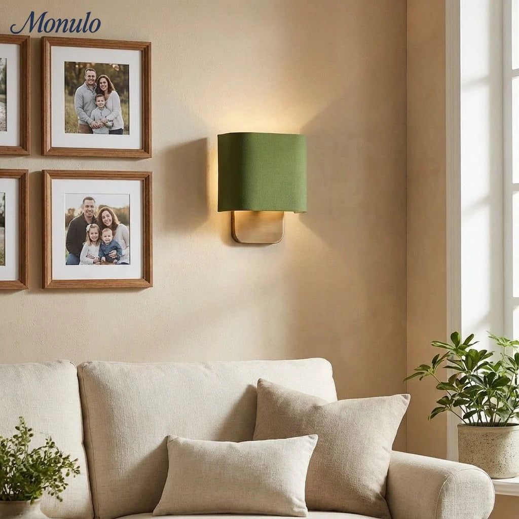 Wall Lamp Natural Linen Shade & Metal Frame