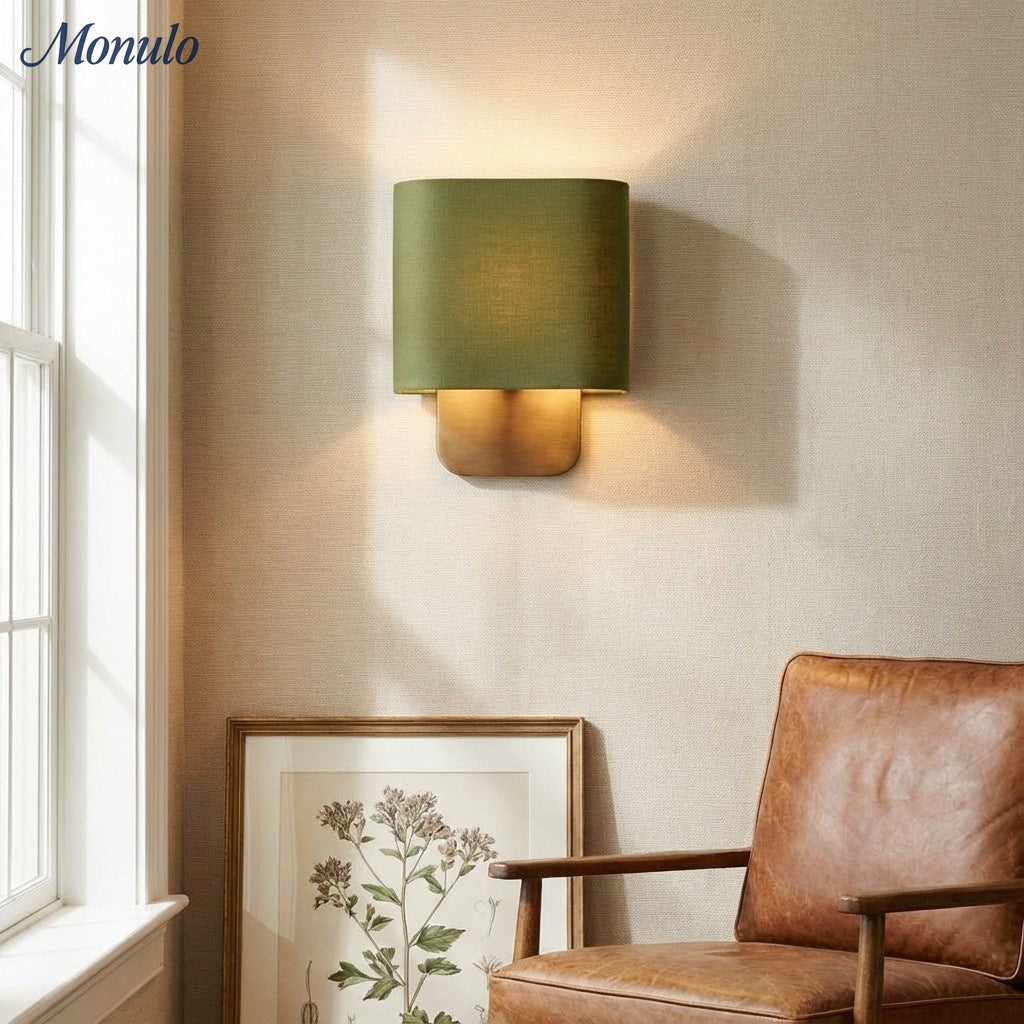 Wall Lamp Natural Linen Shade & Metal Frame