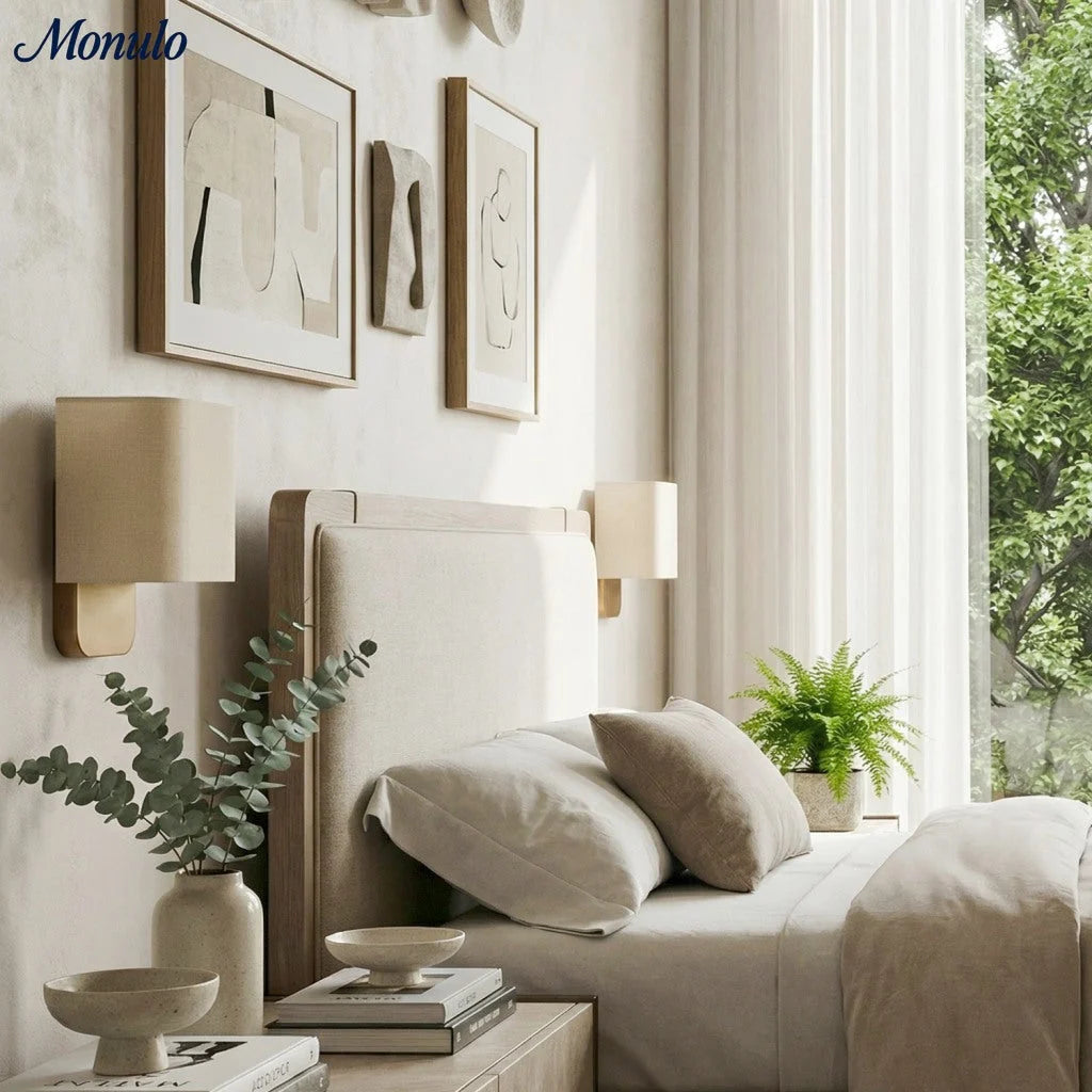 Wall Lamp Natural Linen Shade & Metal Frame