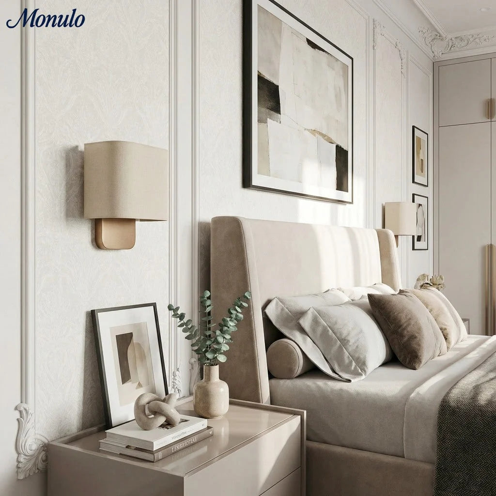 Wall Lamp Natural Linen Shade & Metal Frame