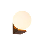 Wall Lamp Opal Glass Globe Walnut & Ash Dimmable
