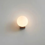 Wall Lamp Opal Glass Globe Walnut & Ash Dimmable